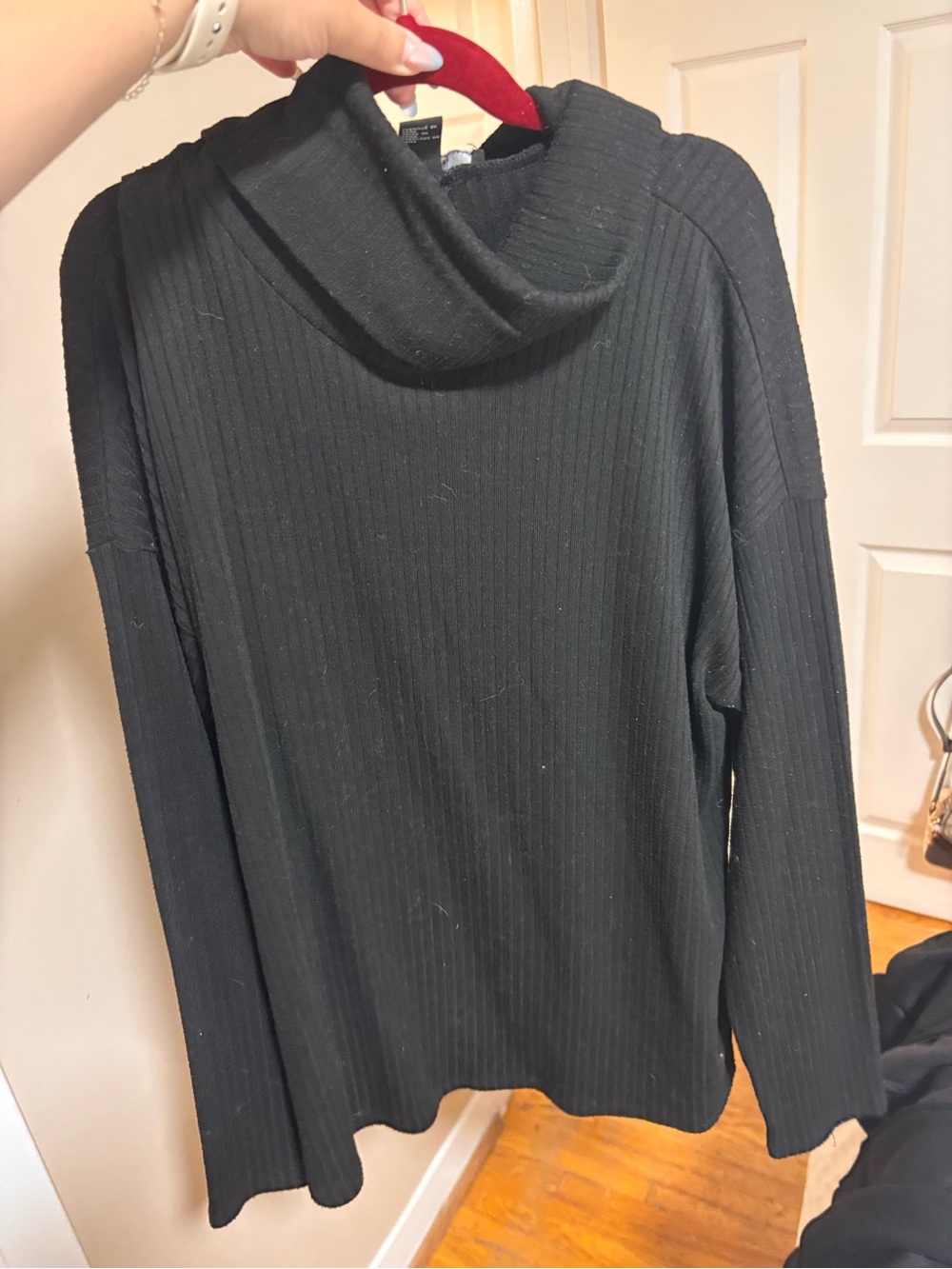 Forever 21 Black Ribbed Turtleneck Top